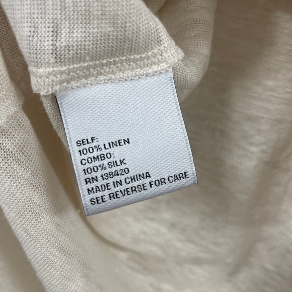 Per Se by Carlisle Short Sleeve Linen Silk Asymmetrical Metallic Top Women's 6 - Picture 6 of 7